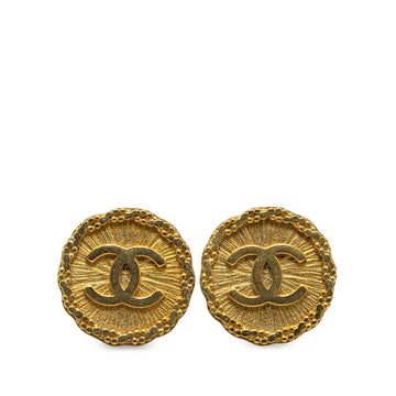 CHANEL Gold Plated CC Clip On Earrings Costume Earrings