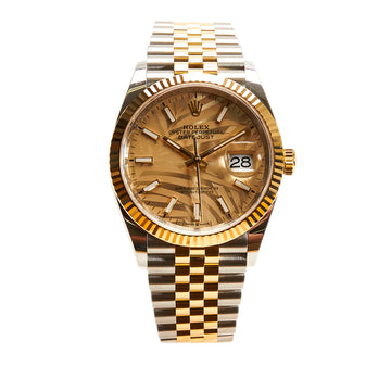 Rolex Oyster Perpetual Datejust 36 mm Palm Dial Watch Oystersteel and Yellow Gold