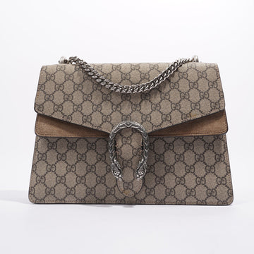 Gucci Womens Dionysus Shoulder Bag Brown Canvas / Leather Medium