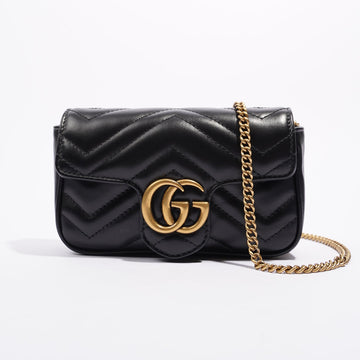 Gucci Womens Marmont Flap Black / Gold Super Mini