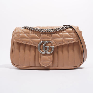 Gucci Womens GG Marmont Bag Nude Leather Small