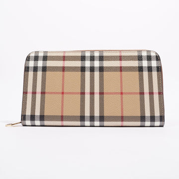 Burberry Long Wallet with Zipper Check Mono Canvas