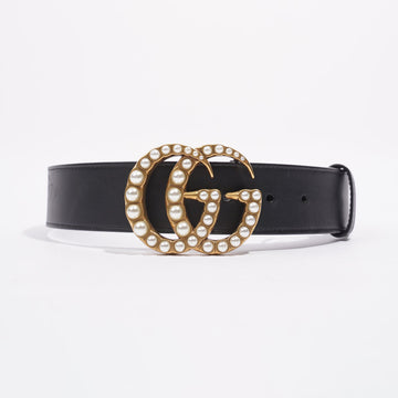 Gucci Womens Pearl Marmont Belt Black / Gold / Silver 65cm - 26