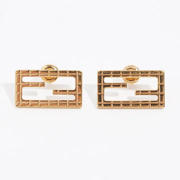 Fendi Baguette Earrings Gold Finish Base Metal