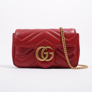 Gucci Womens Marmont Flap Red / Gold Super Mini