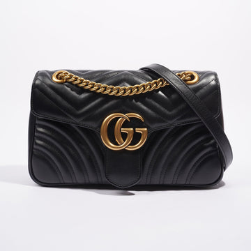 Gucci Womens Marmont Flap Black / Gold Small