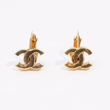 Chanel Logo Earrings Gold Gold Plated