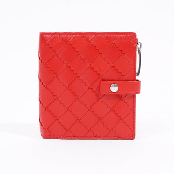 Bottega Veneta Bifold Intrecciato Wallet Red Leather