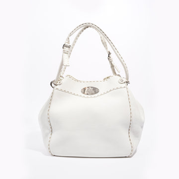 Fendi Womens Selleria Bucket Bag White