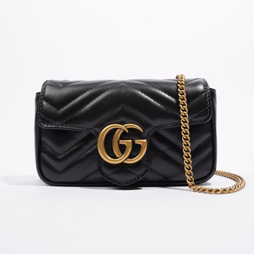 Gucci Womens Marmont Flap Black / Gold Super Mini