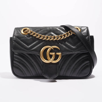 Gucci Womens Marmont Flap Black Leather Mini