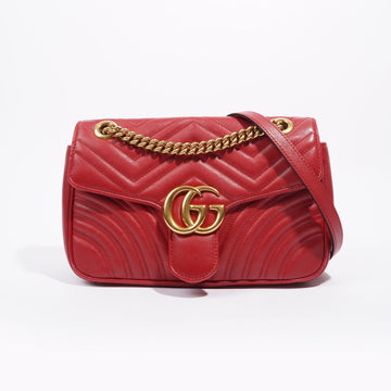 Gucci Womens Marmont Flap Red Gold Small