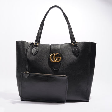 Gucci Dahlia Double G Tote Black Leather Medium