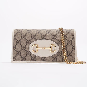 Gucci Womens Horsebit 1955 Wallet With Chain Supreme / White