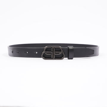 Balenciaga BB Thin Belt Black Leather 75