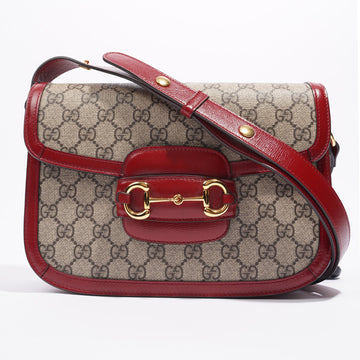 Gucci Womens 1955 Horsebit Bag Supreme / Red Canvas / Leather