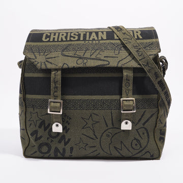 Christian Dior Womens Diorcamp Messenger Bag Green / Black Canvas