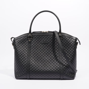 Gucci Womens Two Way Shoulder Bag Black Guccissima