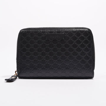Gucci Womens Microguccissima Leather Zip Wallet Black