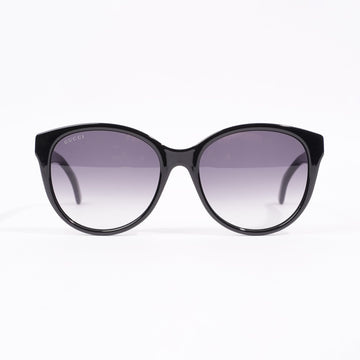 Gucci Womens Round Cat Eye Sunglasses Black Acetate 145