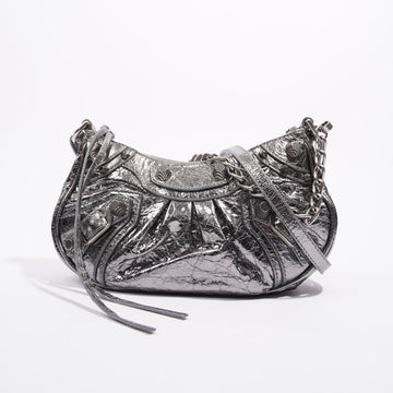 Balenciaga Womens Le Cagole Mini Bag With Chain Silver