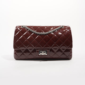 Chanel Womens 2.55 Bag Patent Burgundy Maxi