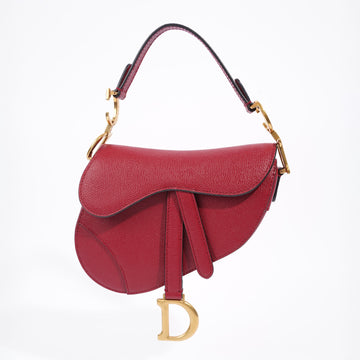 Christian Dior Saddle Bag Red Leather Mini