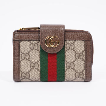 Gucci Ophidia GG-jacquard Web-stripe zipped wallet Monogram / Green / Red Canvas