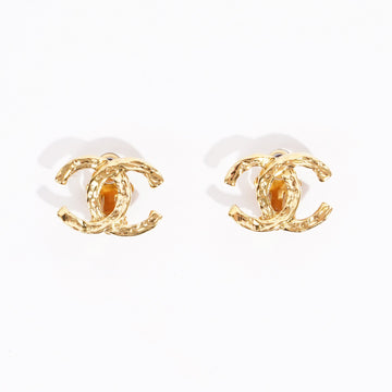 Chanel Womens CC Logo Earrings Golden Finish Base Metal