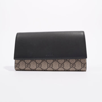 Gucci Womens Long Bi-Fold Wallet Supreme / Black