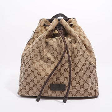 Gucci Womens GG Drawstring Backpack Brown