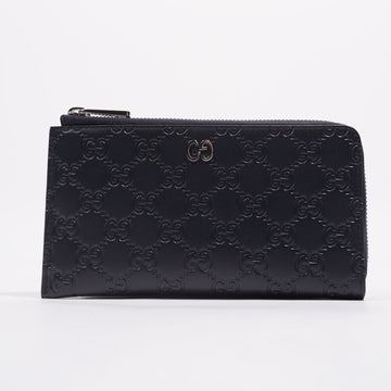 Gucci Womens Guccissima Bi-Fold Wallet Black Leather