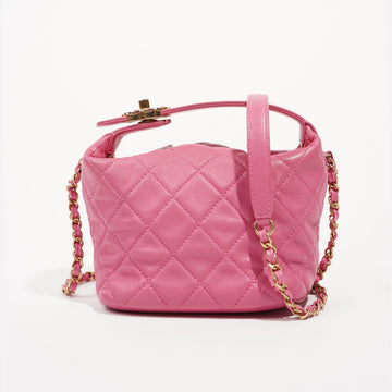 Chanel Womens Bowling Bag Pink Lambskin