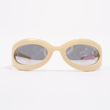 Gucci Womens Oval Mirrored Lenses Sunglasses Cream 110