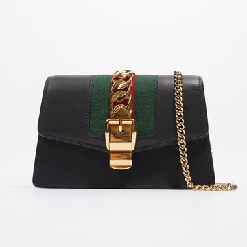 Gucci Womens Sylvie Black / Green / Red Super Mini