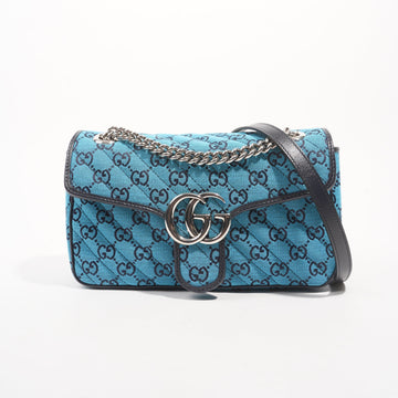 Gucci Womens GG Marmont Flap Bag Blue Small