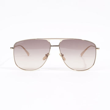 Gucci Womens Aviator Style Sunglasses Black / Gold Acetate 145