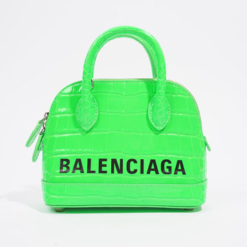 Balenciaga Womens Ville Bag Green Croc XXS