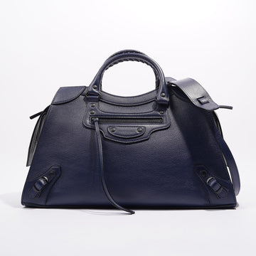 Balenciaga Womens Neo City Bag Navy Leather Medium