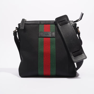 Gucci Womens Cloth Messenger Bag Black Small