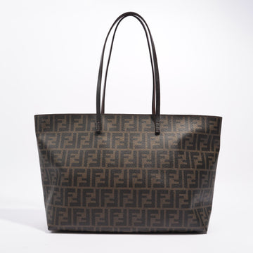 Fendi Womens Zucca Roll Tote Bag Monogram Canvas Medium