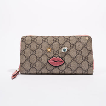 Gucci Womens Zip Around Wallet With Face Applique Supreme