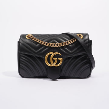 Gucci Womens Marmont Flap Black / Gold Small