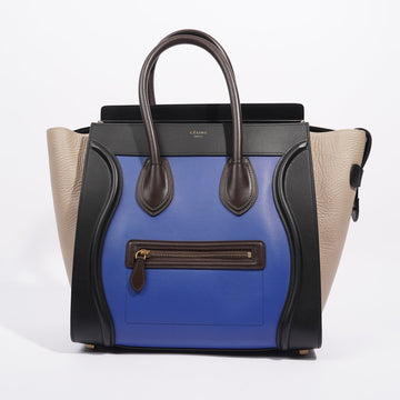 Celine Womens Luggage Bag Black / Blue Leather Mini