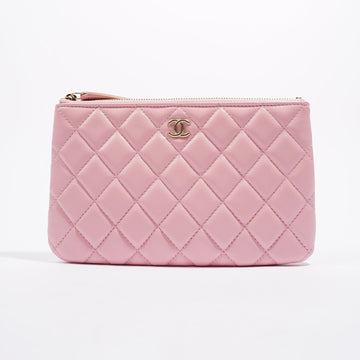 Chanel Womens Lambskin O Case Pink Small