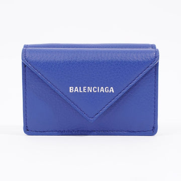 Balenciaga Paper Mini Wallet Blue Leather