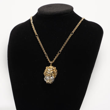 Gucci Womens Lion Head Necklace Gold Crystal