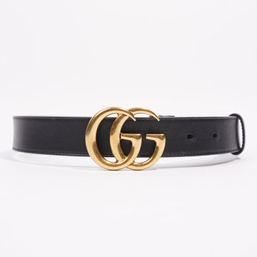 Gucci Womens Marmont GG Belt Black Leather 65cm