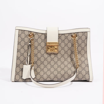 Gucci Womens Padlock Bag Supreme / White Medium