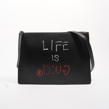 Gucci Womens Life Is Good Clutch With Strap Black